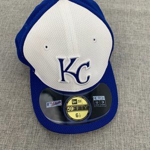 New Era Kansas City KC Kids Authentic‎ Baseball Cap 59Fifty 6 1/2 Blue White